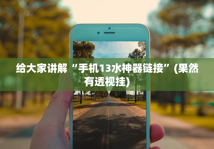 给大家讲解“手机13水神器链接”(果然有透视挂)